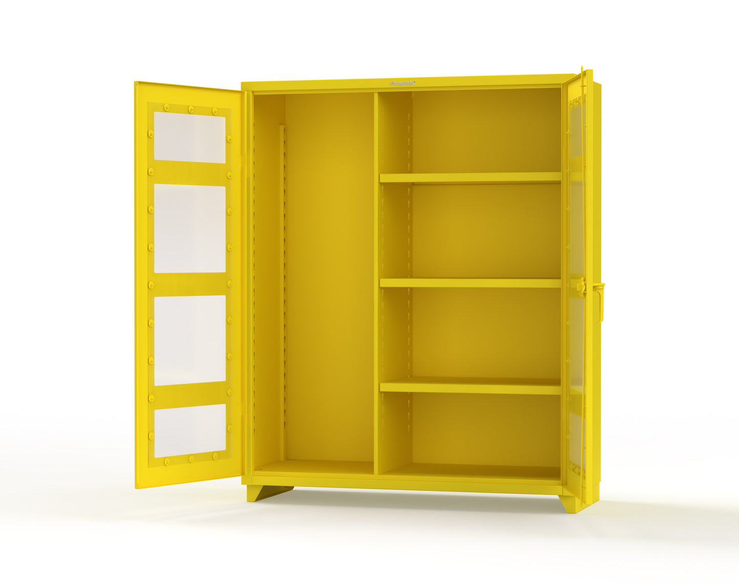 Extra Heavy Duty 14 GA Clear View Janitorial Cabinet with 3 Shelves - 60 In. W x 24 In. D x 75 In. H - 56-LD-BC-243-L-1021