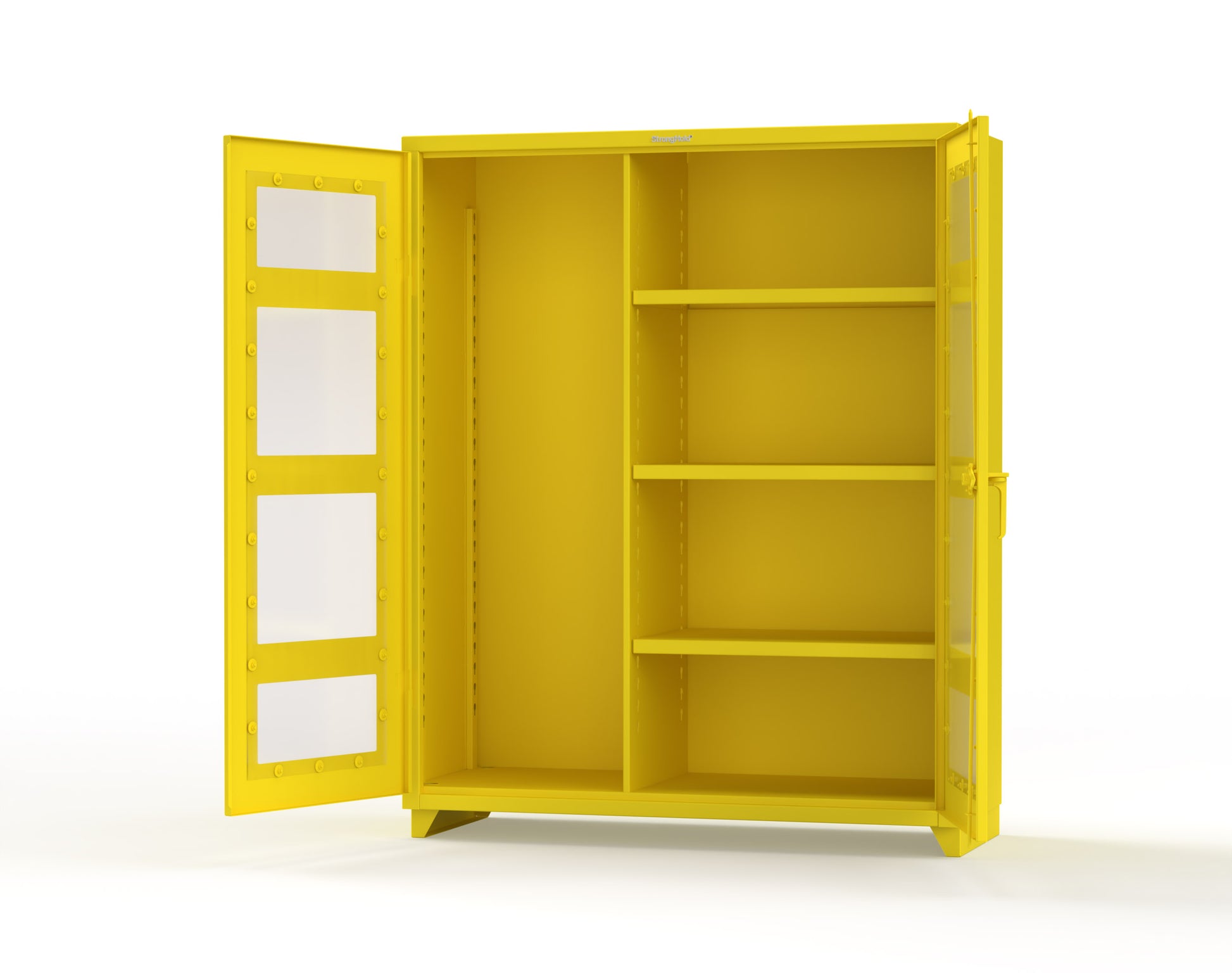 Extra Heavy Duty 14 GA Clear View Janitorial Cabinet with 3 Shelves - 60 In. W x 24 In. D x 75 In. H - 56-LD-BC-243-L-1021