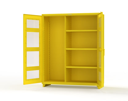 Extra Heavy Duty 14 GA Clear View Janitorial Cabinet with 3 Shelves - 60 In. W x 24 In. D x 75 In. H - 56-LD-BC-243-L-1021