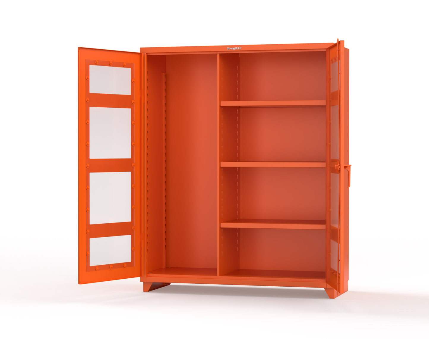 Extra Heavy Duty 14 GA Clear View Janitorial Cabinet with 3 Shelves - 60 In. W x 24 In. D x 75 In. H - 56-LD-BC-243-L-2009
