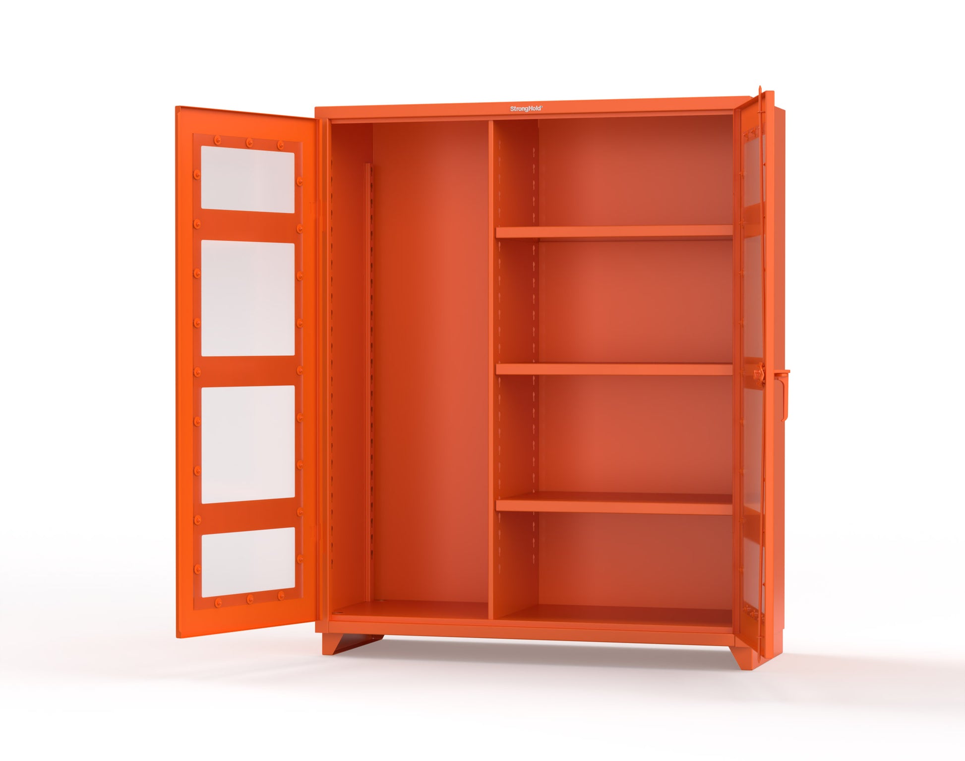 Extra Heavy Duty 14 GA Clear View Janitorial Cabinet with 3 Shelves - 60 In. W x 24 In. D x 75 In. H - 56-LD-BC-243-L-2009