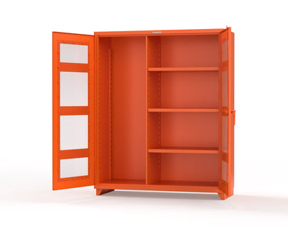 Extra Heavy Duty 14 GA Clear View Janitorial Cabinet with 3 Shelves - 60 In. W x 24 In. D x 75 In. H - 56-LD-BC-243-L-2009