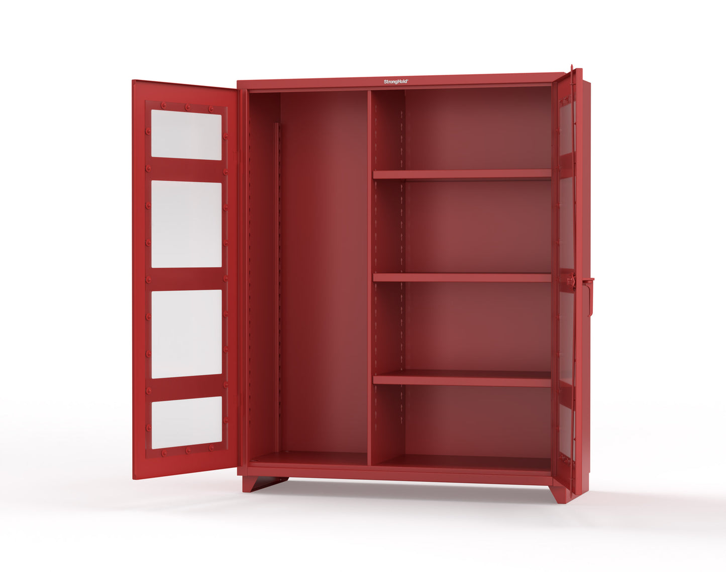 Extra Heavy Duty 14 GA Clear View Janitorial Cabinet with 3 Shelves - 60 In. W x 24 In. D x 75 In. H - 56-LD-BC-243-L-3001