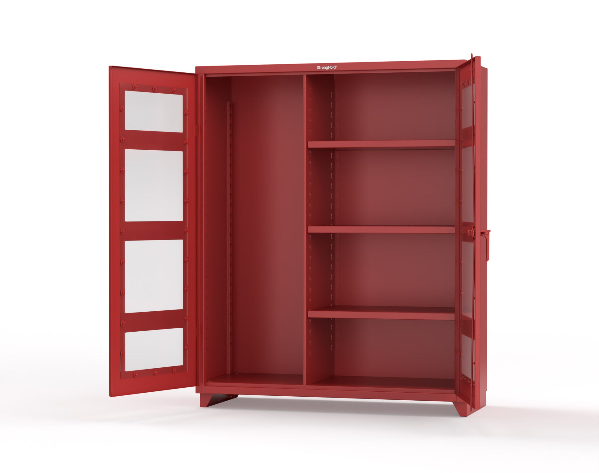 Extra Heavy Duty 14 GA Clear View Janitorial Cabinet with 3 Shelves - 60 In. W x 24 In. D x 75 In. H - 56-LD-BC-243-L-3001