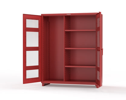 Extra Heavy Duty 14 GA Clear View Janitorial Cabinet with 3 Shelves - 60 In. W x 24 In. D x 75 In. H - 56-LD-BC-243-L-3001
