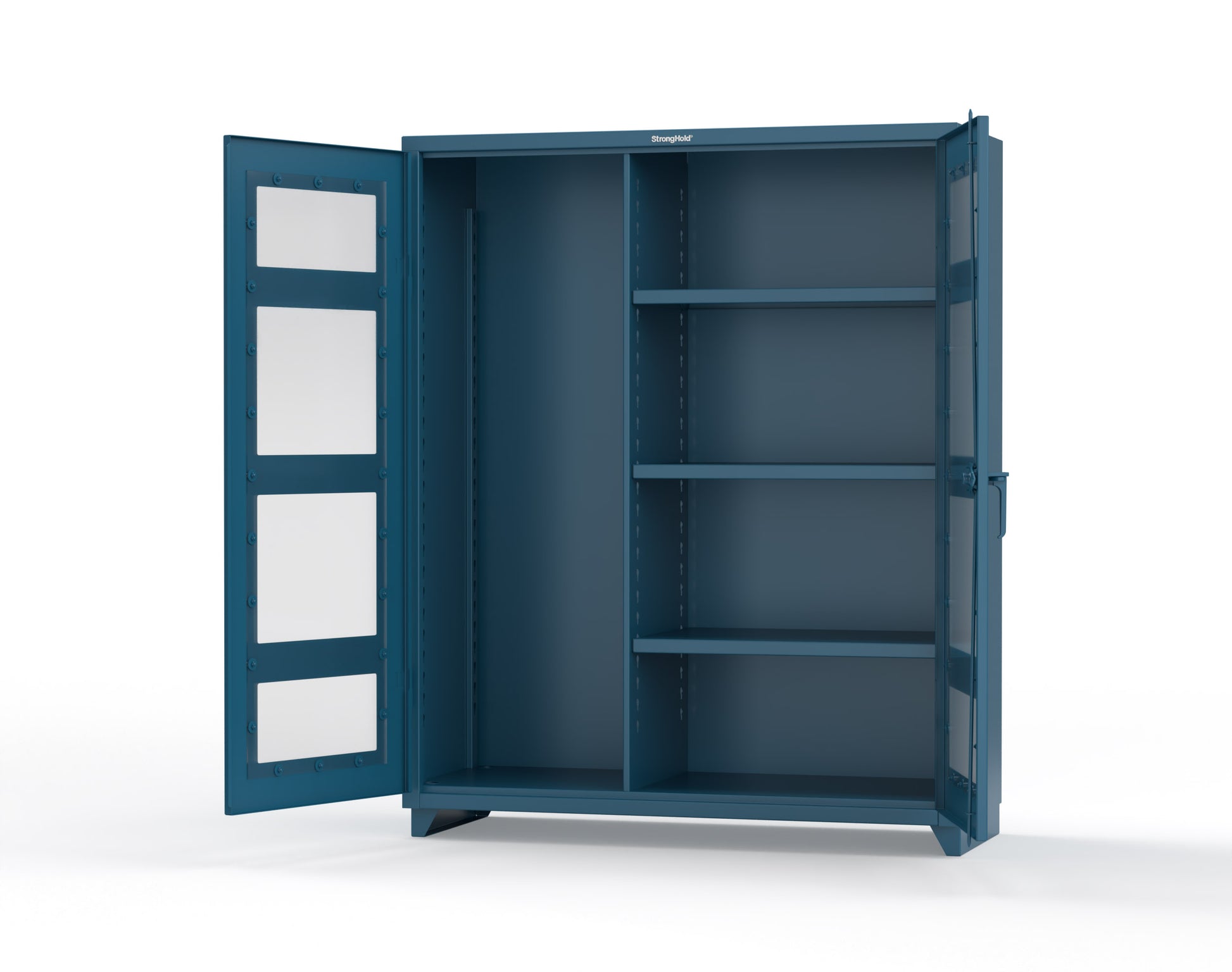 Extra Heavy Duty 14 GA Clear View Janitorial Cabinet with 3 Shelves - 60 In. W x 24 In. D x 75 In. H - 56-LD-BC-243-L-5001