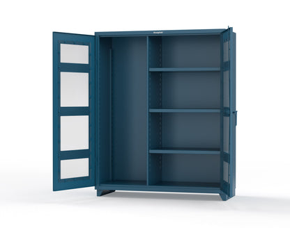 Extra Heavy Duty 14 GA Clear View Janitorial Cabinet with 3 Shelves - 60 In. W x 24 In. D x 75 In. H - 56-LD-BC-243-L-5001