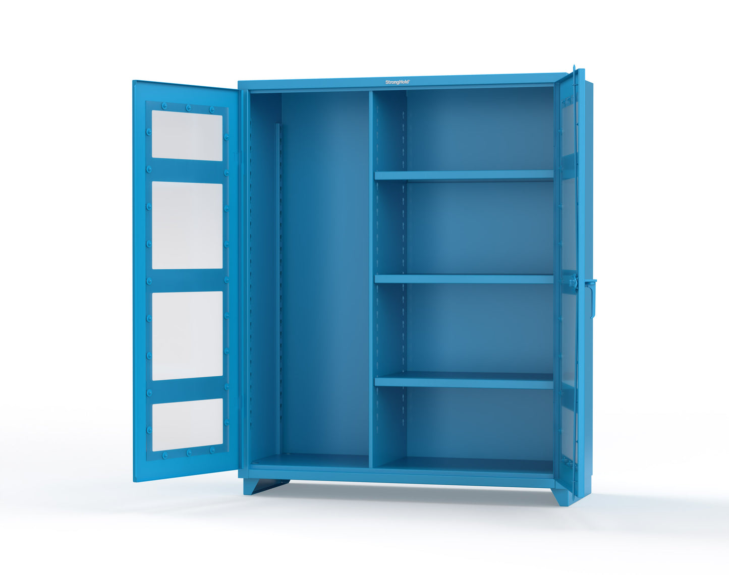Extra Heavy Duty 14 GA Clear View Janitorial Cabinet with 3 Shelves - 60 In. W x 24 In. D x 75 In. H - 56-LD-BC-243-L-5012