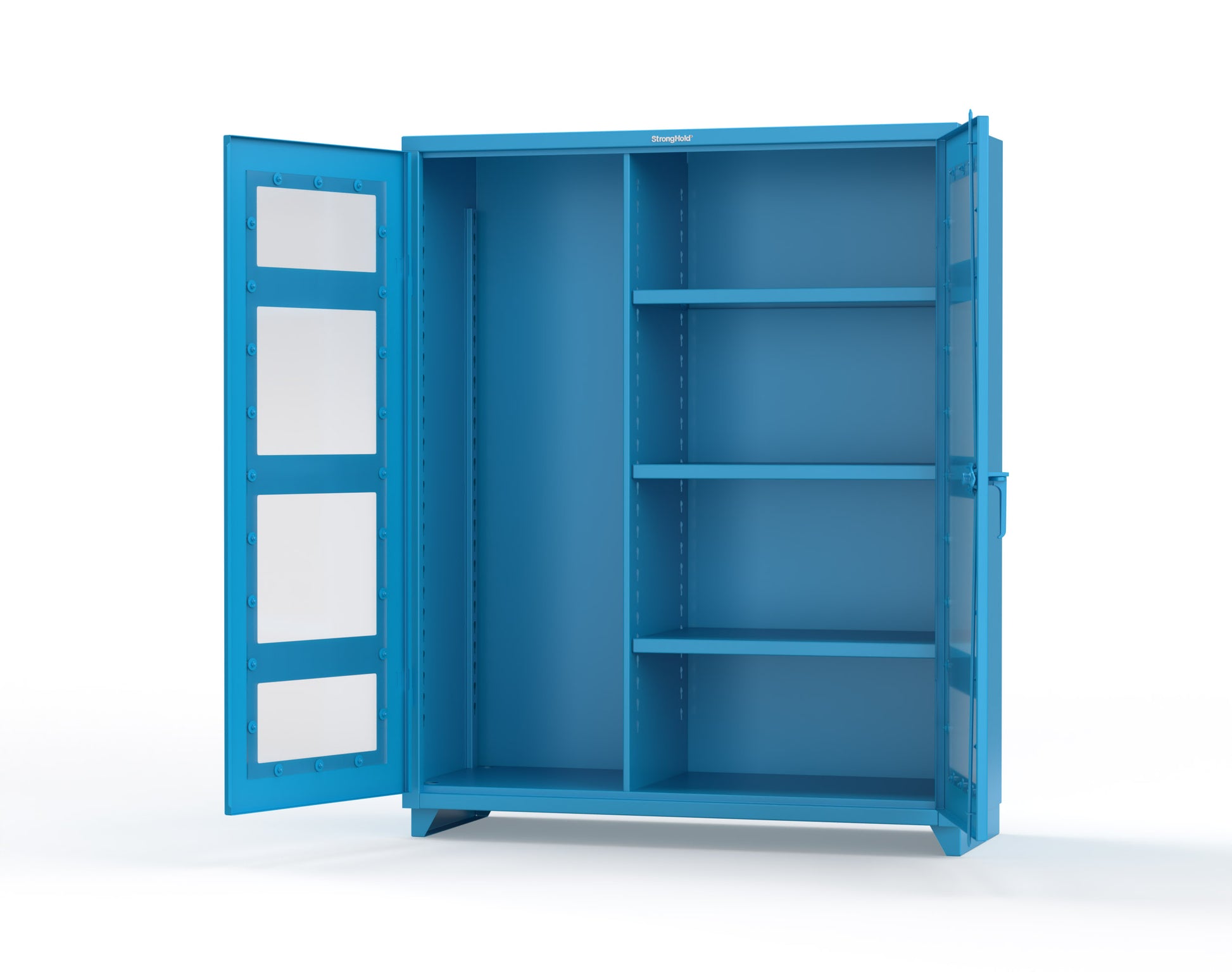Extra Heavy Duty 14 GA Clear View Janitorial Cabinet with 3 Shelves - 60 In. W x 24 In. D x 75 In. H - 56-LD-BC-243-L-5012