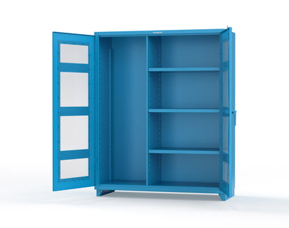 Extra Heavy Duty 14 GA Clear View Janitorial Cabinet with 3 Shelves - 60 In. W x 24 In. D x 75 In. H - 56-LD-BC-243-L-5012