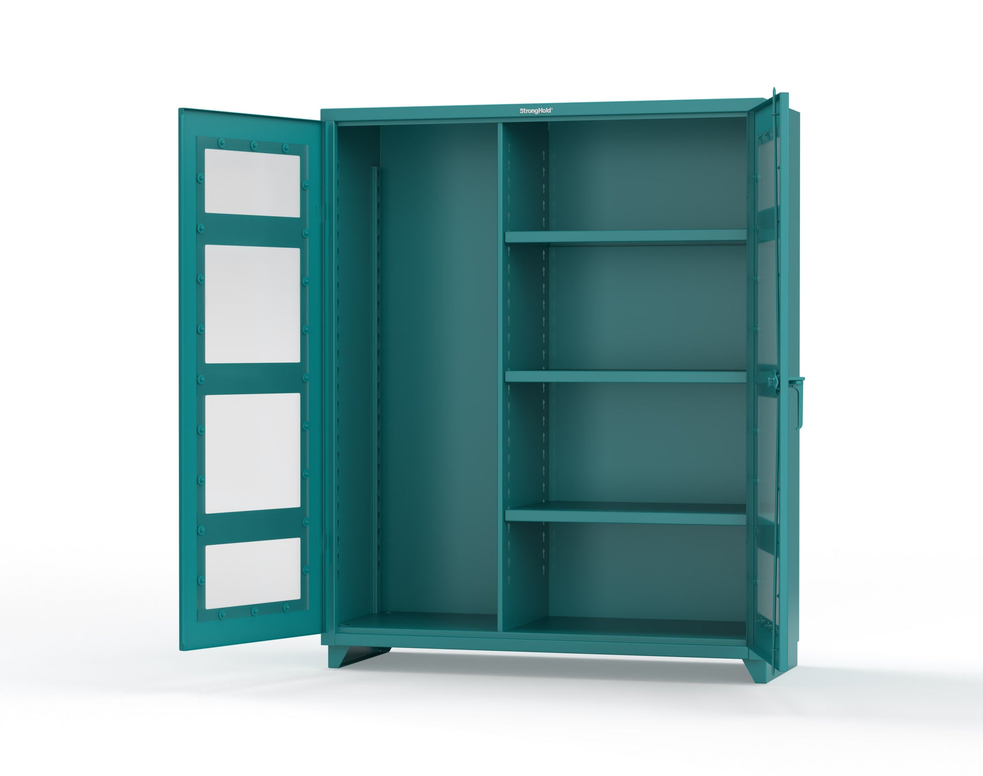 Extra Heavy Duty 14 GA Clear View Janitorial Cabinet with 3 Shelves - 60 In. W x 24 In. D x 75 In. H - 56-LD-BC-243-L-5021