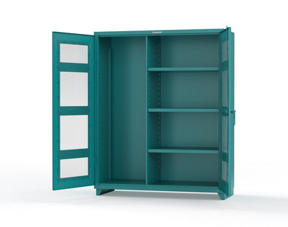 Extra Heavy Duty 14 GA Clear View Janitorial Cabinet with 3 Shelves - 60 In. W x 24 In. D x 75 In. H - 56-LD-BC-243-L-5021