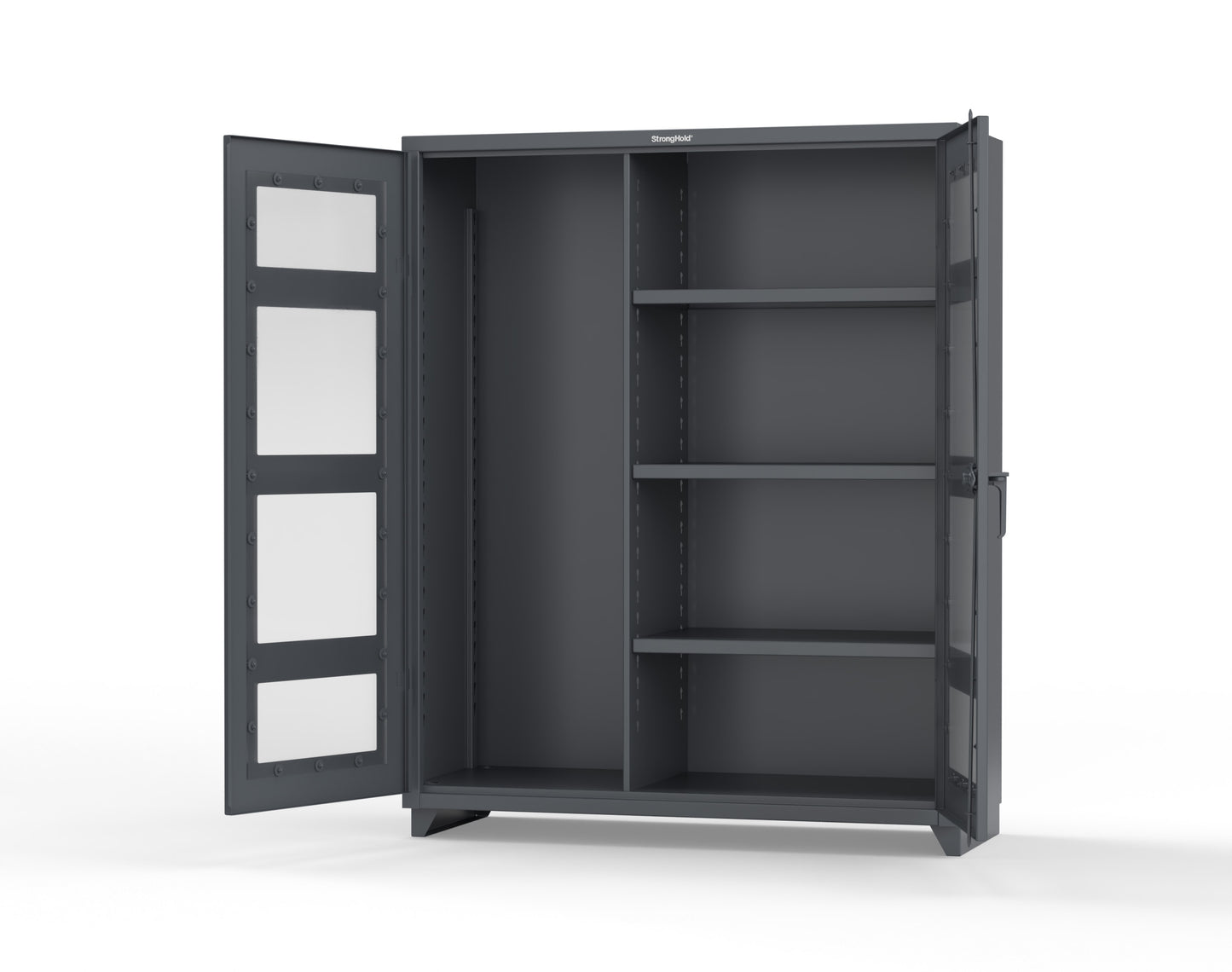 Extra Heavy Duty 14 GA Clear View Janitorial Cabinet with 3 Shelves - 60 In. W x 24 In. D x 75 In. H - 56-LD-BC-243-L-7024