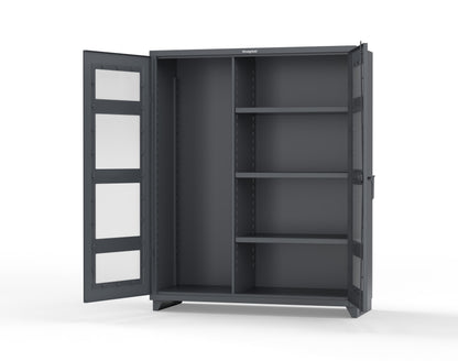 Extra Heavy Duty 14 GA Clear View Janitorial Cabinet with 3 Shelves - 60 In. W x 24 In. D x 75 In. H - 56-LD-BC-243-L-7024