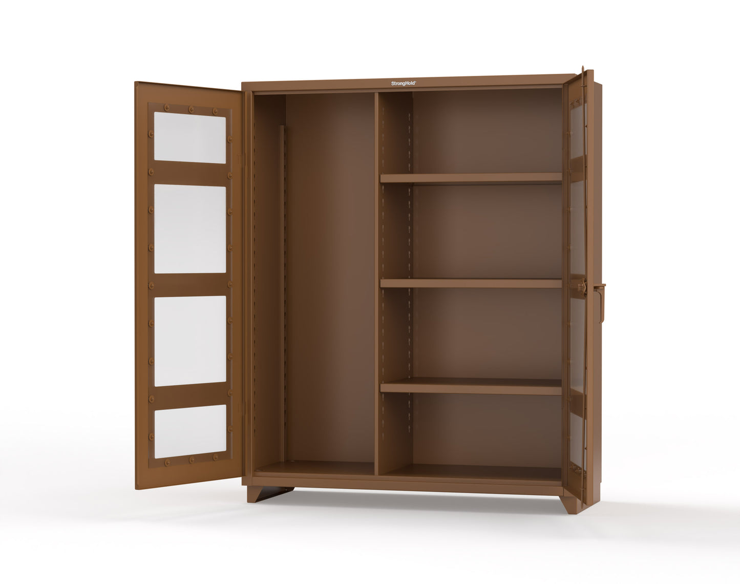 Extra Heavy Duty 14 GA Clear View Janitorial Cabinet with 3 Shelves - 60 In. W x 24 In. D x 75 In. H - 56-LD-BC-243-L-8008