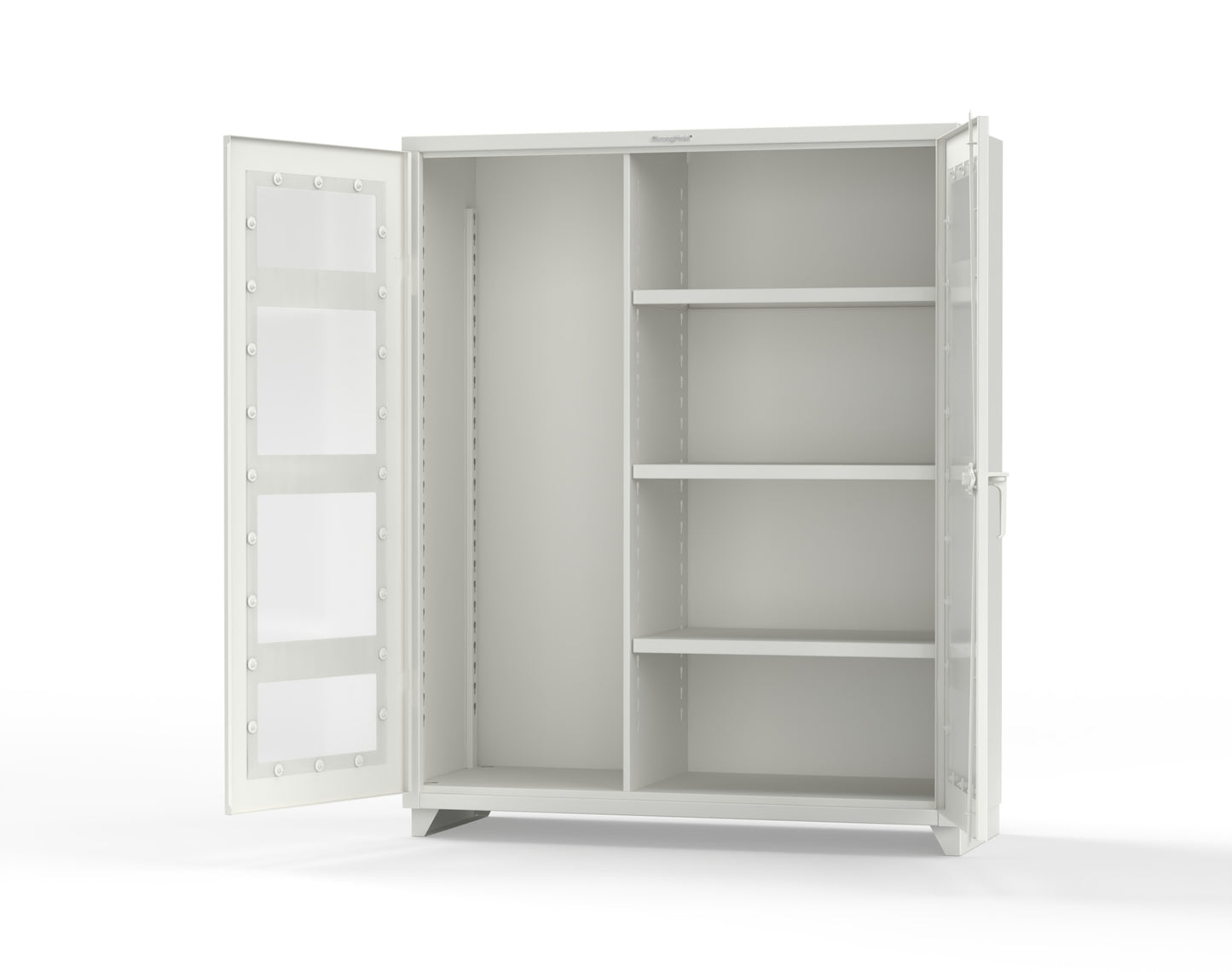 Extra Heavy Duty 14 GA Clear View Janitorial Cabinet with 3 Shelves - 60 In. W x 24 In. D x 75 In. H - 56-LD-BC-243-L-9003