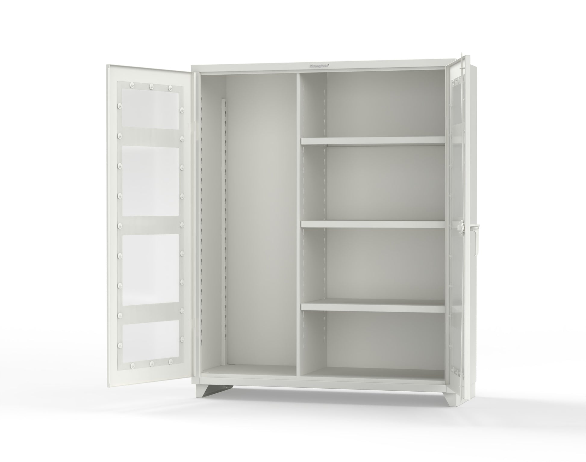 Extra Heavy Duty 14 GA Clear View Janitorial Cabinet with 3 Shelves - 60 In. W x 24 In. D x 75 In. H - 56-LD-BC-243-L-9003