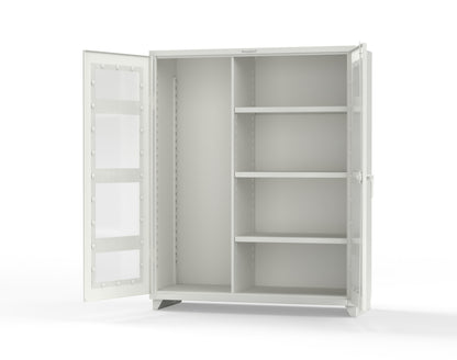 Extra Heavy Duty 14 GA Clear View Janitorial Cabinet with 3 Shelves - 60 In. W x 24 In. D x 75 In. H - 56-LD-BC-243-L-9003