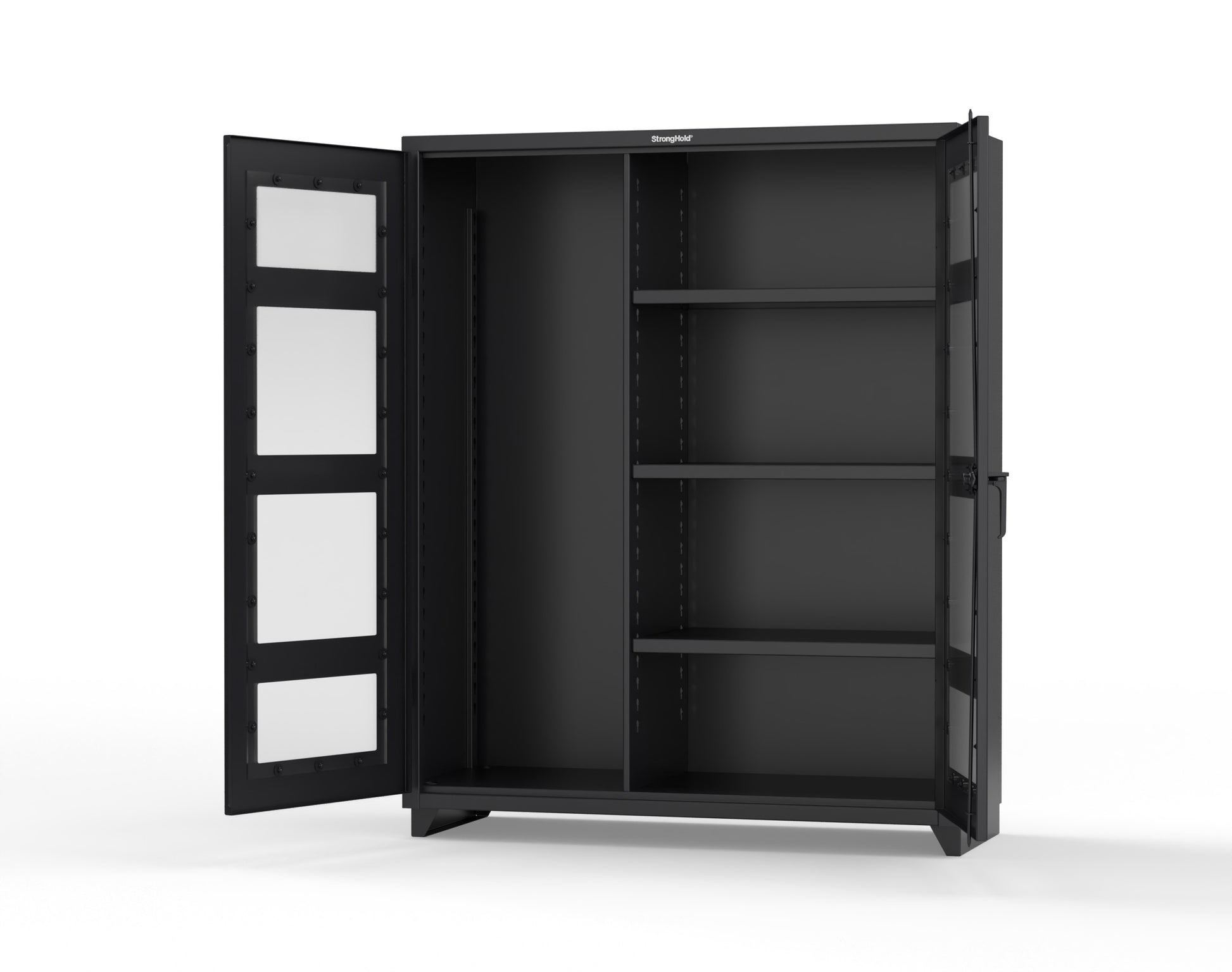 Extra Heavy Duty 14 GA Clear View Janitorial Cabinet with 3 Shelves - 60 In. W x 24 In. D x 75 In. H - 56-LD-BC-243-L-9005