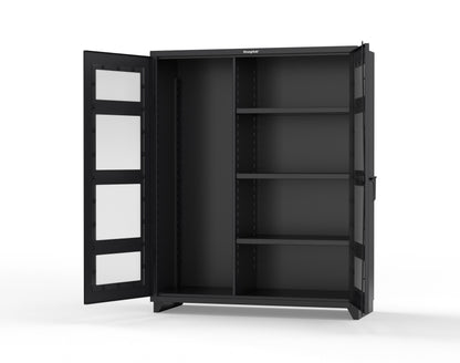 Extra Heavy Duty 14 GA Clear View Janitorial Cabinet with 3 Shelves - 60 In. W x 24 In. D x 75 In. H - 56-LD-BC-243-L-9005