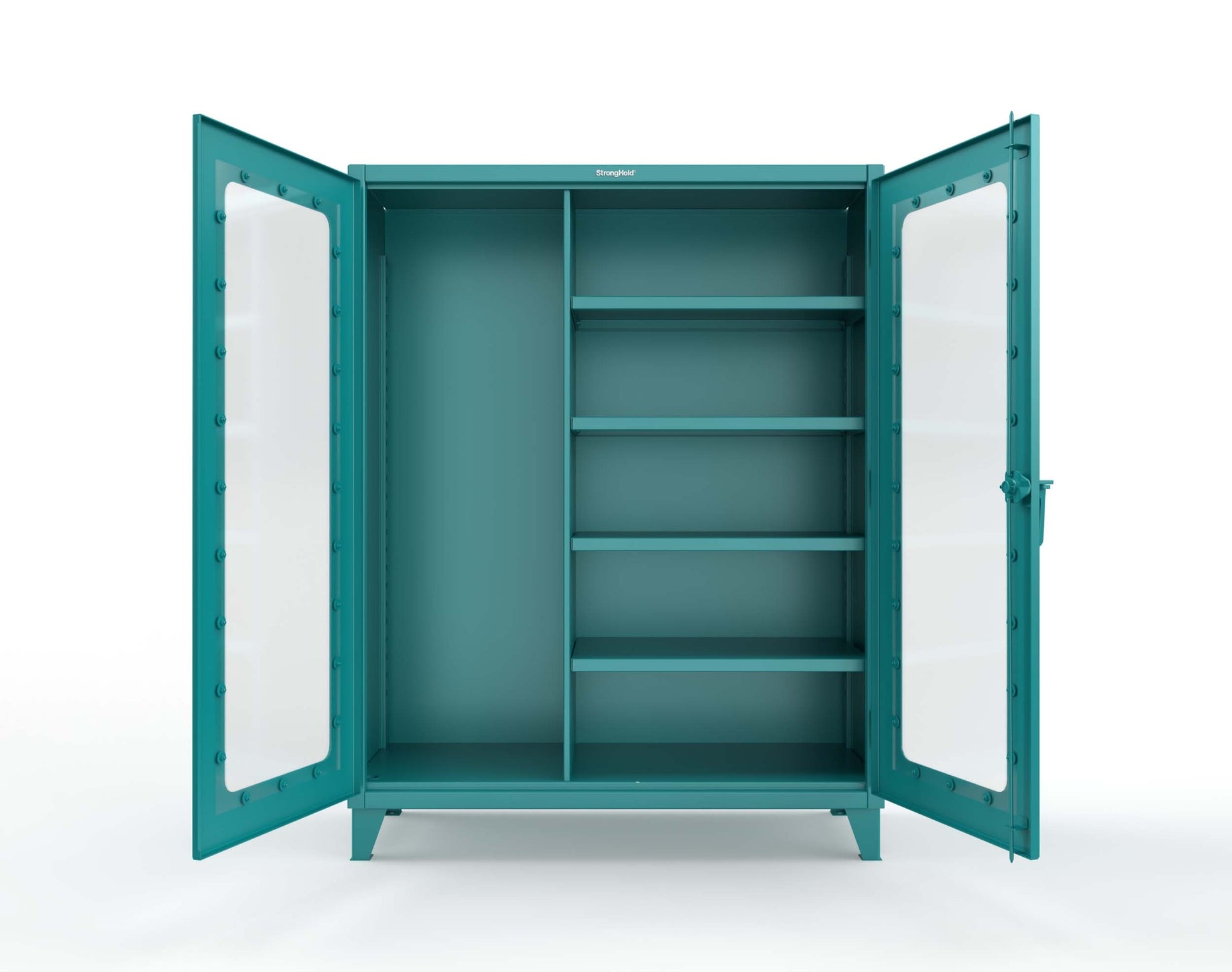 Extreme Duty 12 GA Clear View Janitorial Cabinet with 4 Shelves - 60 In. W x 24 In. D x 78 In. H - 56-LD-BC-244-5021
