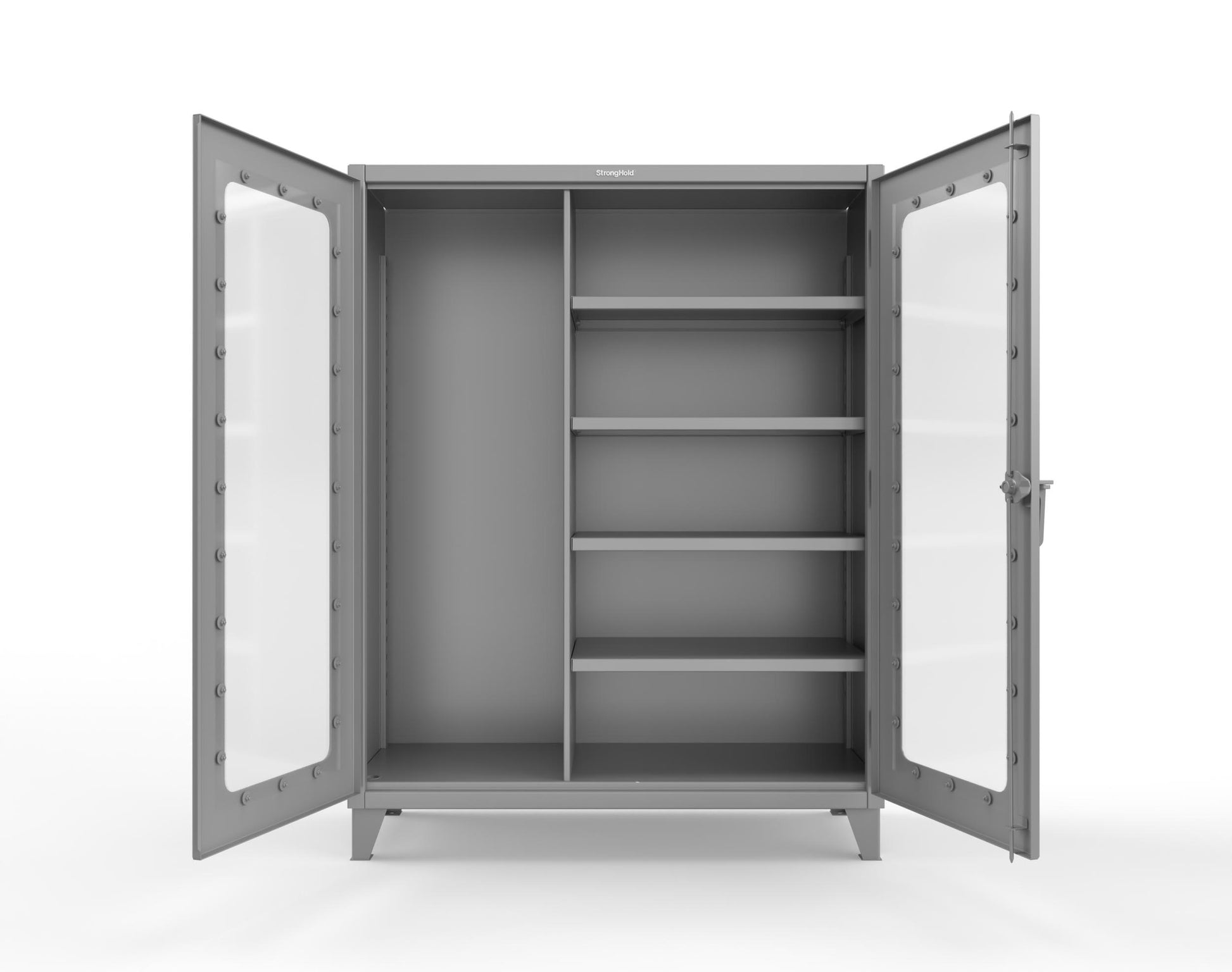 Extreme Duty 12 GA Clear View Janitorial Cabinet with 4 Shelves - 60 In. W x 24 In. D x 78 In. H - 56-LD-BC-244-7037