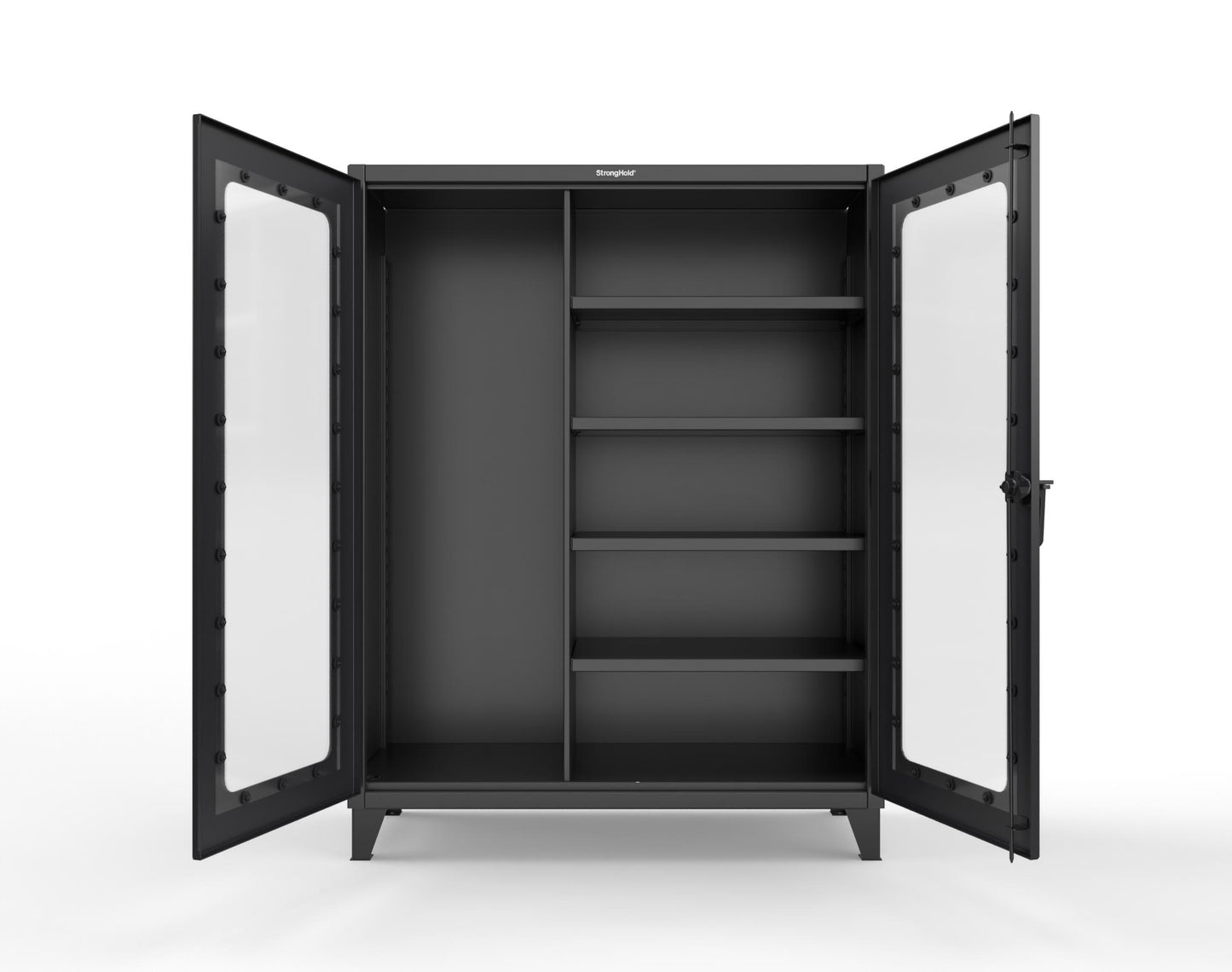 Extreme Duty 12 GA Clear View Janitorial Cabinet with 4 Shelves - 60 In. W x 24 In. D x 78 In. H - 56-LD-BC-244-9005