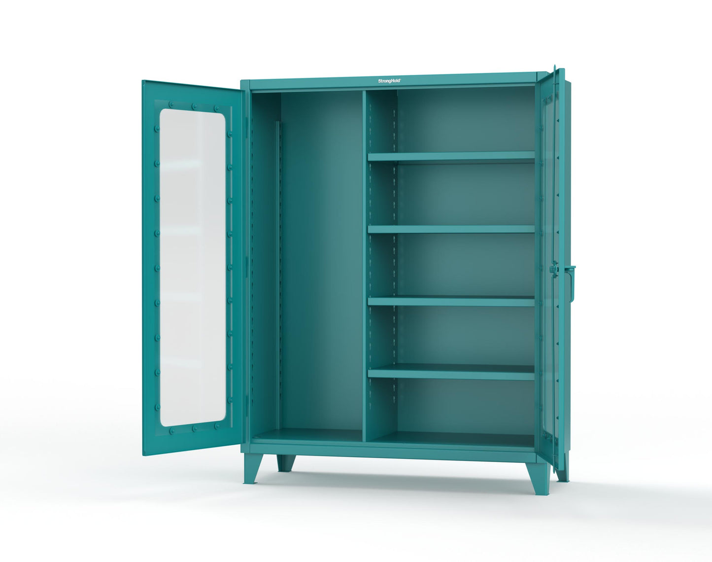 Extreme Duty 12 GA Clear View Janitorial Cabinet with 4 Shelves - 60 In. W x 24 In. D x 78 In. H - 56-LD-BC-244-5021