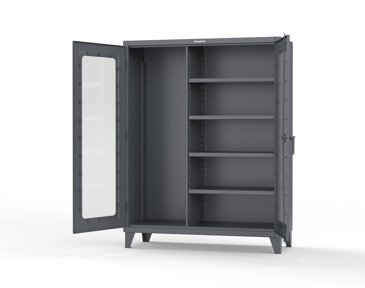 Extreme Duty 12 GA Clear View Janitorial Cabinet with 4 Shelves - 60 In. W x 24 In. D x 78 In. H - 56-LD-BC-244-7024