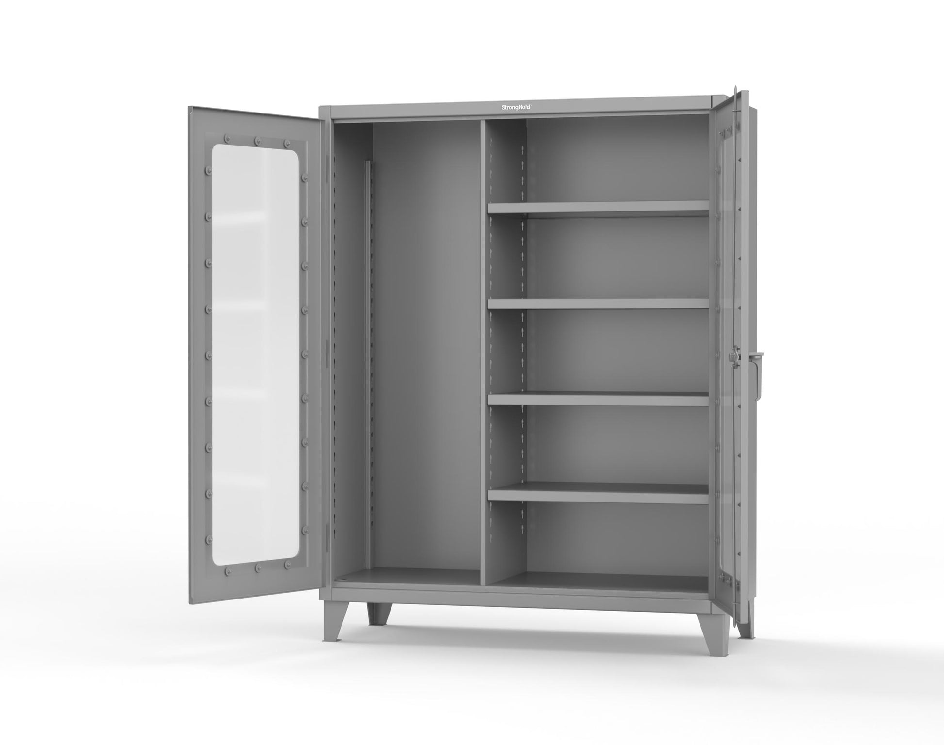 Extreme Duty 12 GA Clear View Janitorial Cabinet with 4 Shelves - 60 In. W x 24 In. D x 78 In. H - 56-LD-BC-244-7037