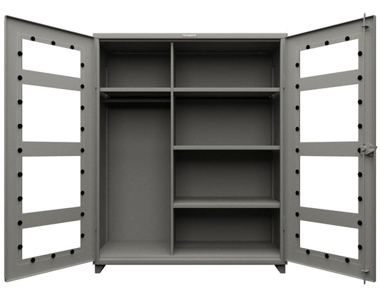 Extra Heavy Duty 14 GA Clear View Uniform Cabinet with 4 Shelves - 60 In. W x 24 In. D x 75 In. H