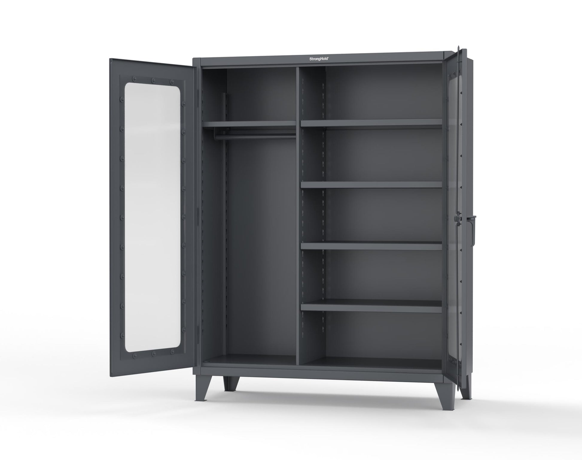 Extreme Duty 12 GA Clear View Uniform Cabinet with 5 Shelves - 60 In. W x 24 In. D x 66 In. H - 56-LD-W-245-7024