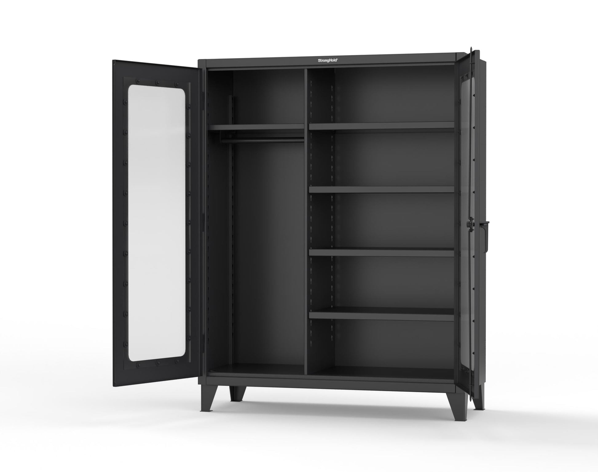 Extreme Duty 12 GA Clear View Uniform Cabinet with 5 Shelves - 60 In. W x 24 In. D x 66 In. H - 56-LD-W-245-9005
