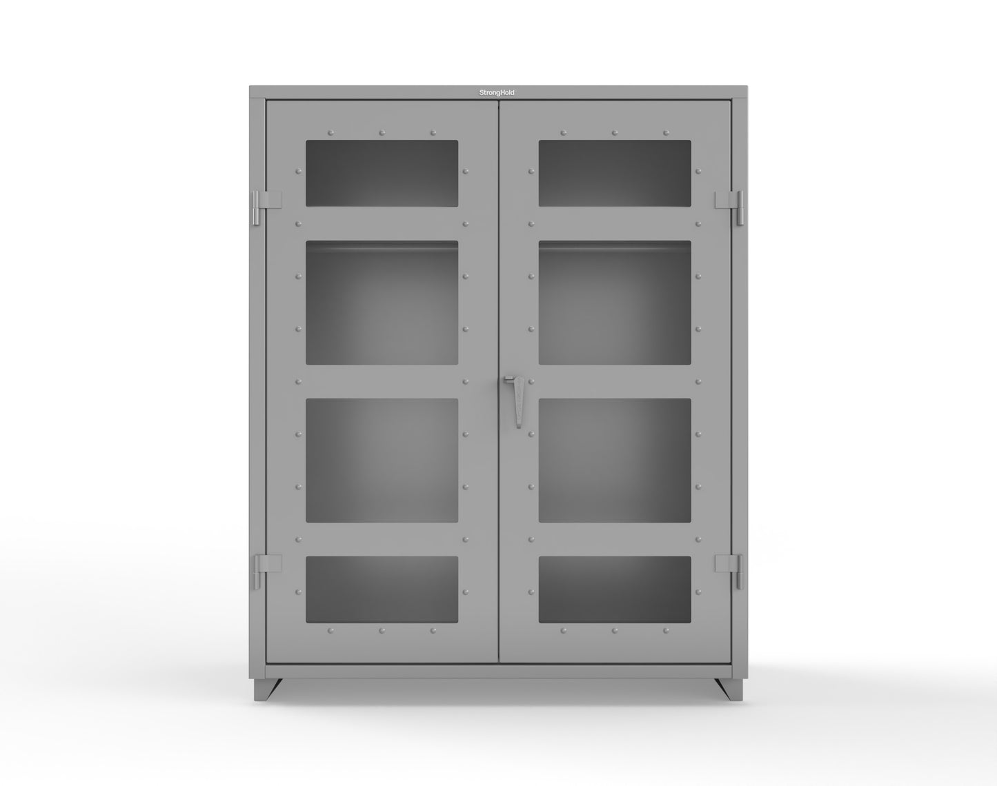 Extra Heavy Duty 14 GA Clear View Uniform Cabinet with Hanger Rod, 1 Shelf - 60 In. W x 24 In. D x 75 In. H - 56-LD-WR-241-L-7037