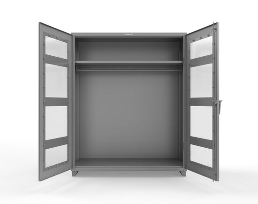 Extra Heavy Duty 14 GA Clear View Uniform Cabinet with Hanger Rod, 1 Shelf - 60 In. W x 24 In. D x 75 In. H - 56-LD-WR-241-L-7037