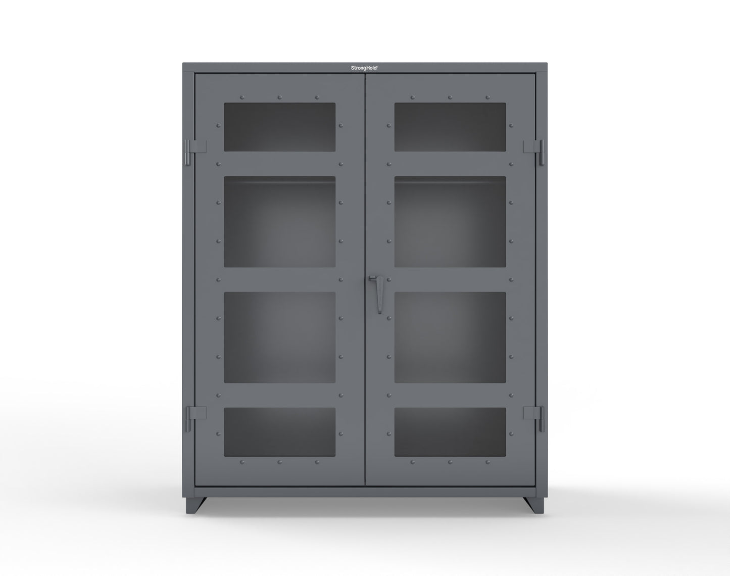 Extra Heavy Duty 14 GA Clear View Uniform Cabinet with Hanger Rod, 1 Shelf - 60 In. W x 24 In. D x 75 In. H - 56-LD-WR-241-L-7024