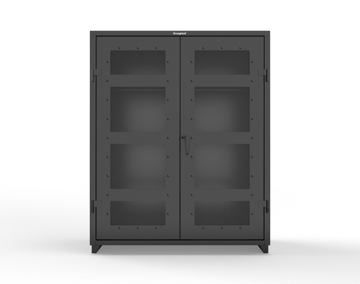 Extra Heavy Duty 14 GA Clear View Uniform Cabinet with Hanger Rod, 1 Shelf - 60 In. W x 24 In. D x 75 In. H - 56-LD-WR-241-L-9005