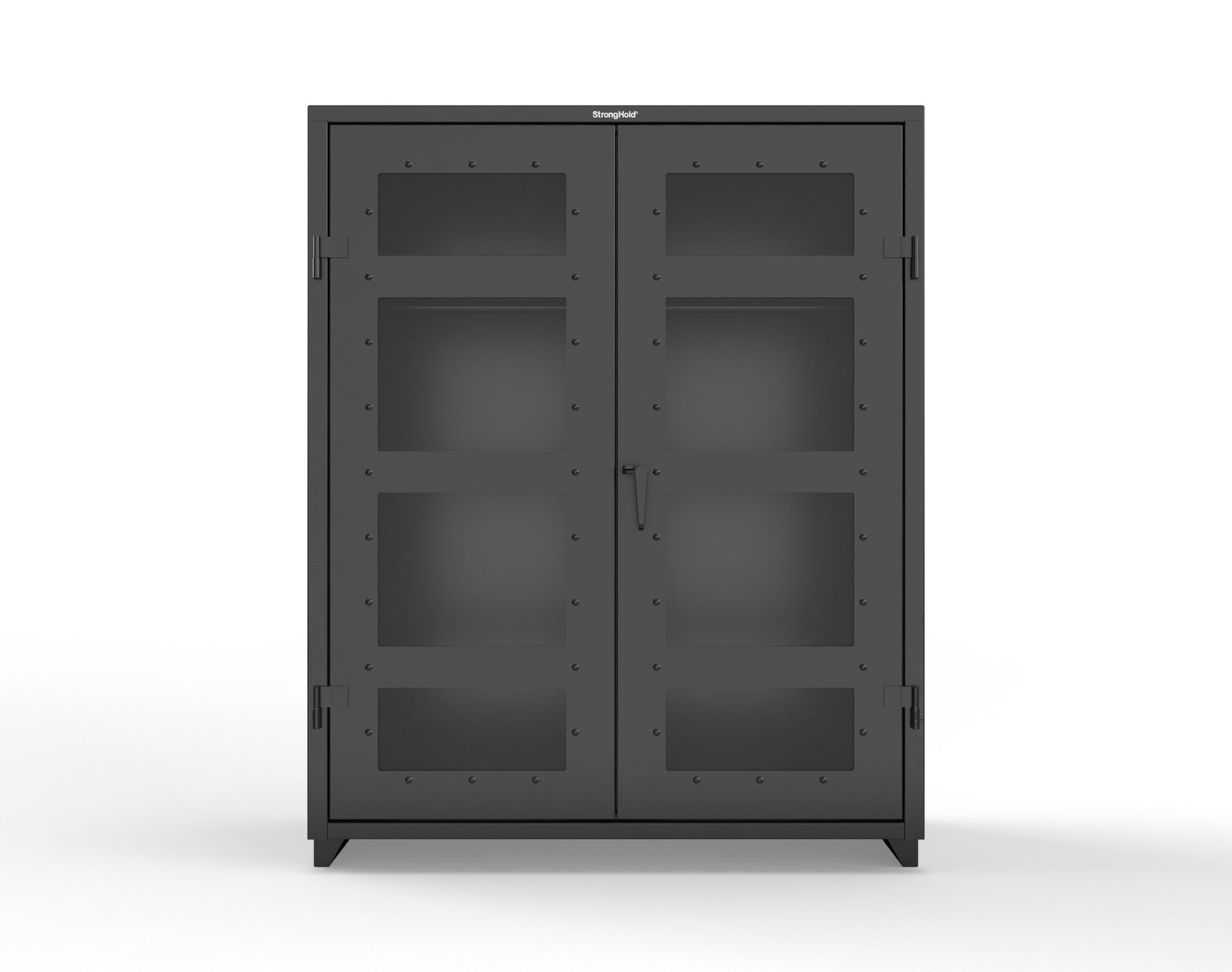Extra Heavy Duty 14 GA Clear View Uniform Cabinet with Hanger Rod, 1 Shelf - 60 In. W x 24 In. D x 75 In. H - 56-LD-WR-241-L-9005