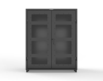 Extra Heavy Duty 14 GA Clear View Uniform Cabinet with Hanger Rod, 1 Shelf - 60 In. W x 24 In. D x 75 In. H - 56-LD-WR-241-L-9005