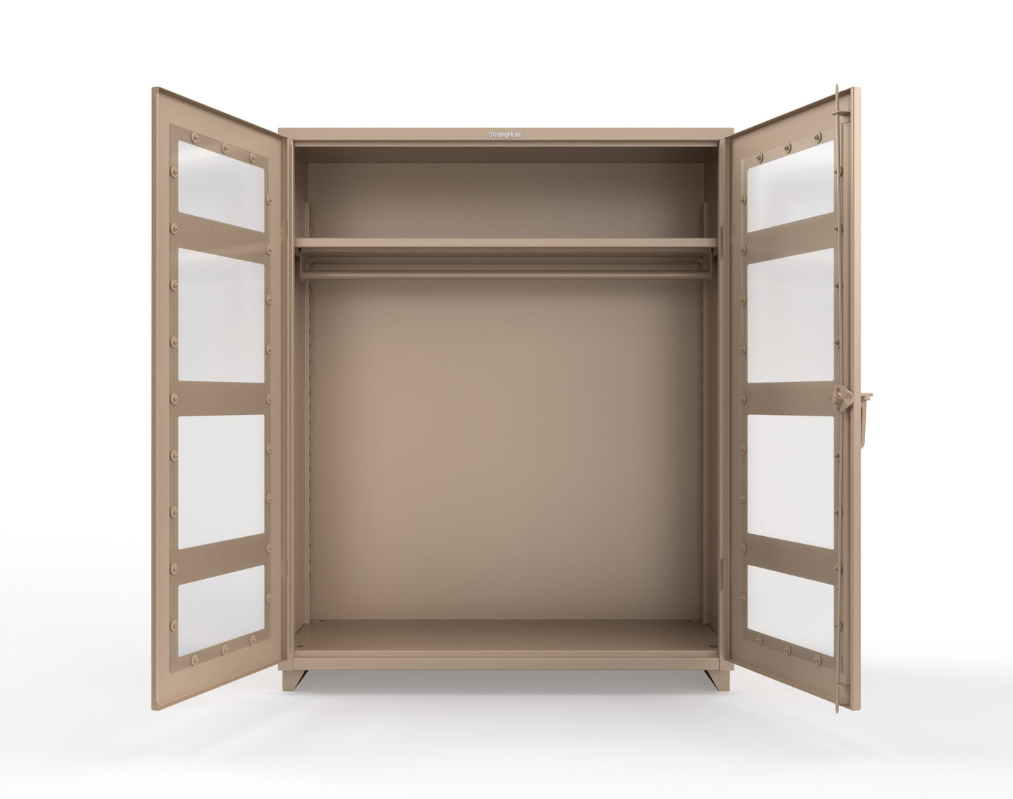 Extra Heavy Duty 14 GA Clear View Uniform Cabinet with Hanger Rod, 1 Shelf - 60 In. W x 24 In. D x 75 In. H - 56-LD-WR-241-L-1019