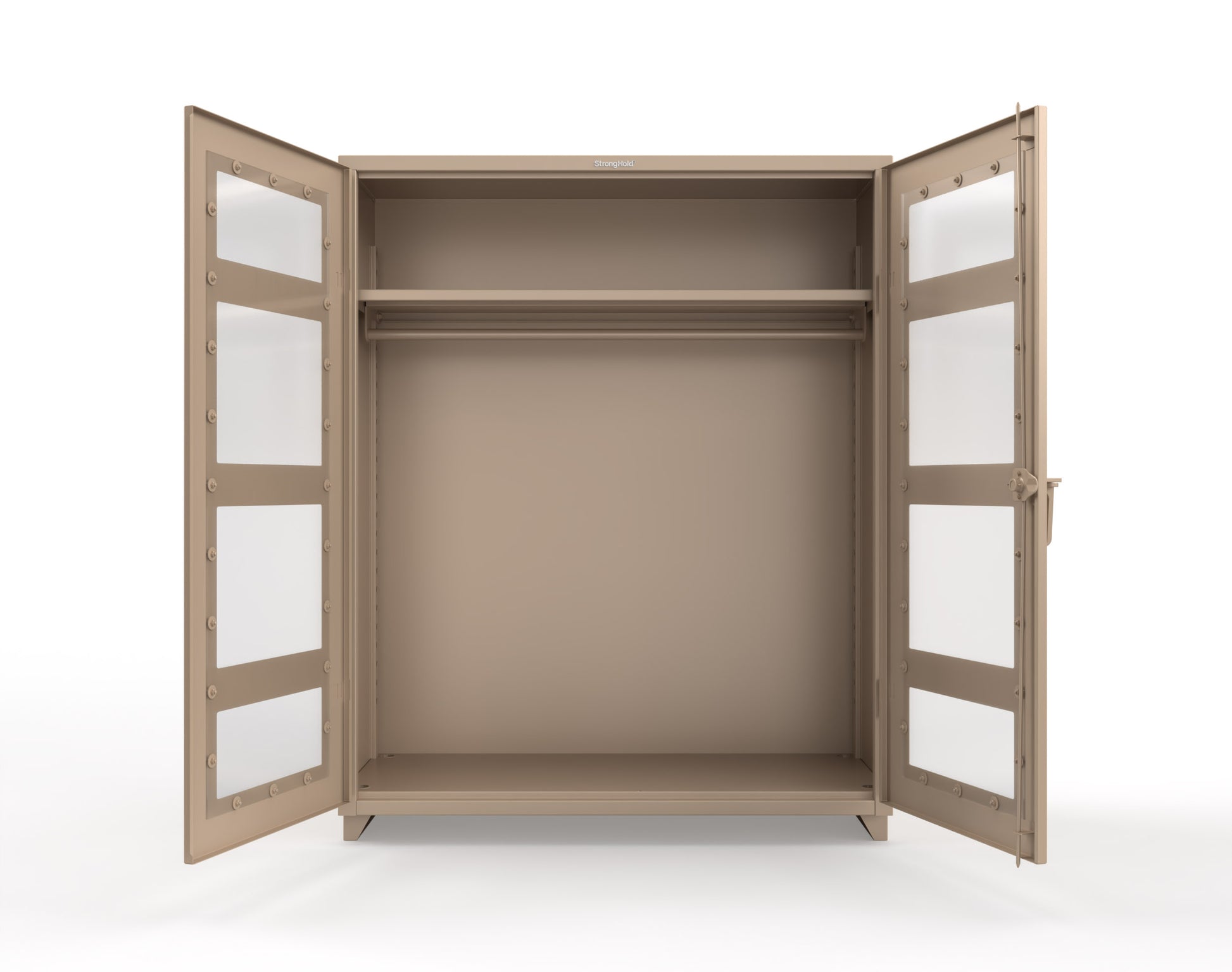 Extra Heavy Duty 14 GA Clear View Uniform Cabinet with Hanger Rod, 1 Shelf - 60 In. W x 24 In. D x 75 In. H - 56-LD-WR-241-L-1019
