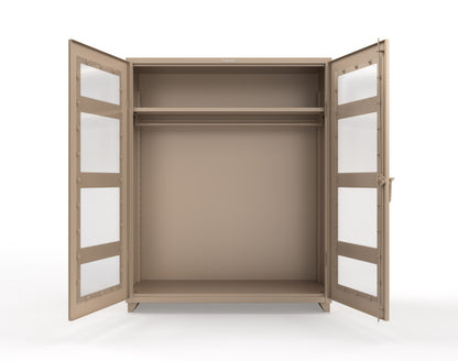 Extra Heavy Duty 14 GA Clear View Uniform Cabinet with Hanger Rod, 1 Shelf - 60 In. W x 24 In. D x 75 In. H - 56-LD-WR-241-L-1019