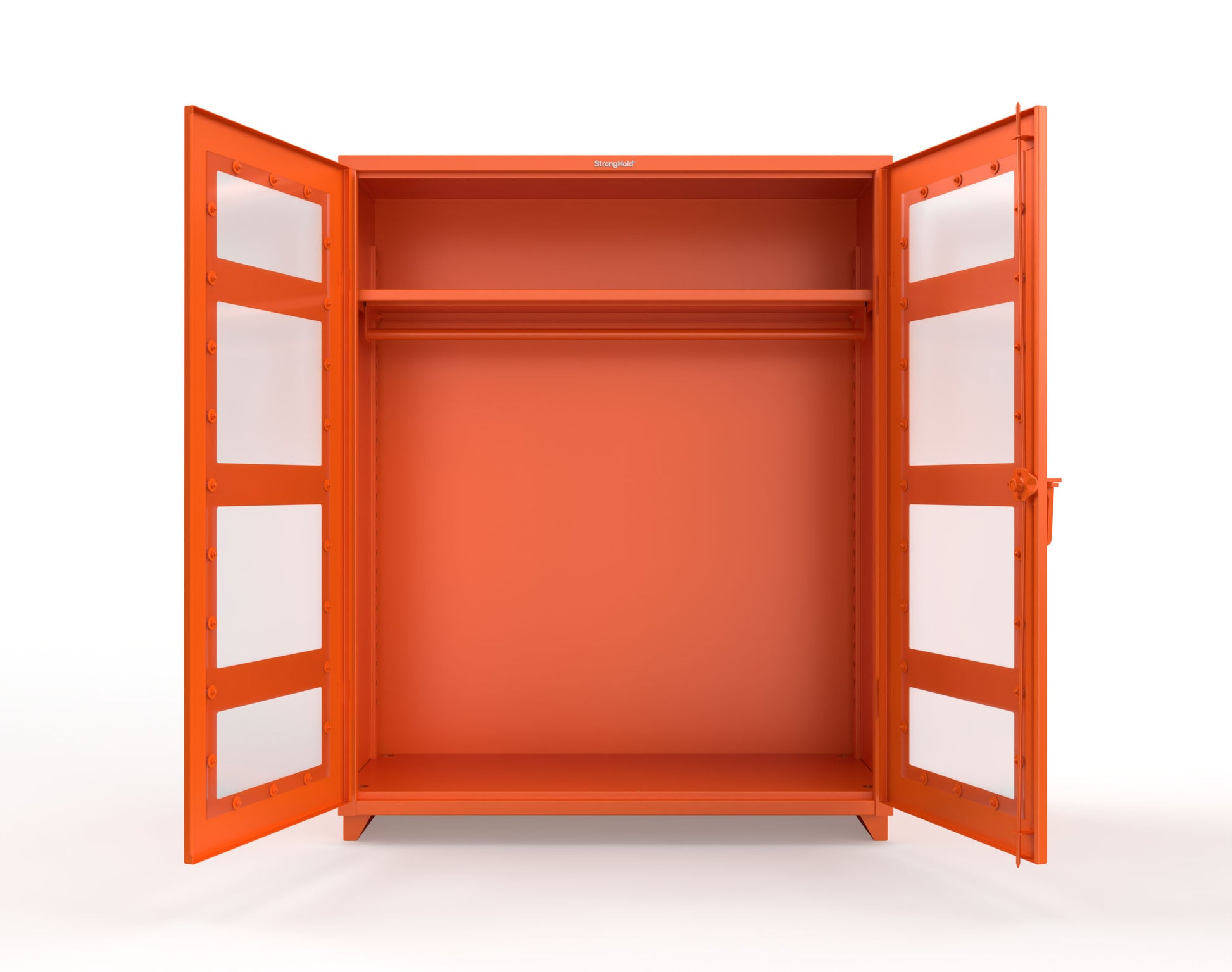 Extra Heavy Duty 14 GA Clear View Uniform Cabinet with Hanger Rod, 1 Shelf - 60 In. W x 24 In. D x 75 In. H - 56-LD-WR-241-L-2009