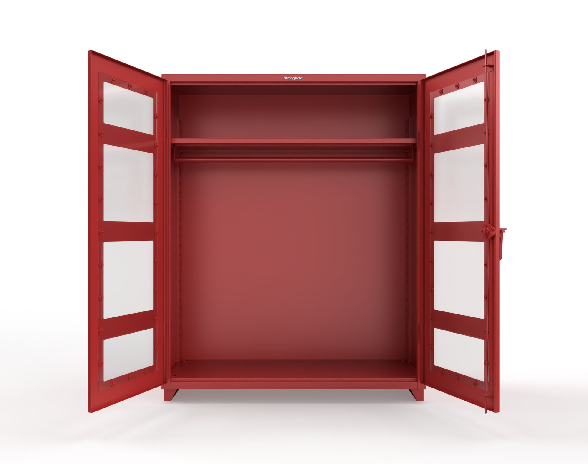 Extra Heavy Duty 14 GA Clear View Uniform Cabinet with Hanger Rod, 1 Shelf - 60 In. W x 24 In. D x 75 In. H - 56-LD-WR-241-L-3001