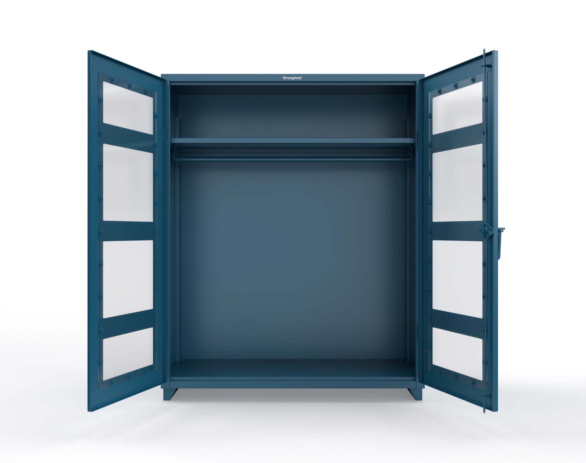 Extra Heavy Duty 14 GA Clear View Uniform Cabinet with Hanger Rod, 1 Shelf - 60 In. W x 24 In. D x 75 In. H - 56-LD-WR-241-L-5001