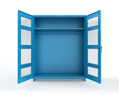 Extra Heavy Duty 14 GA Clear View Uniform Cabinet with Hanger Rod, 1 Shelf - 60 In. W x 24 In. D x 75 In. H - 56-LD-WR-241-L-5012