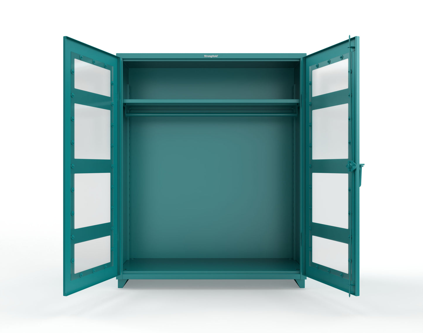 Extra Heavy Duty 14 GA Clear View Uniform Cabinet with Hanger Rod, 1 Shelf - 60 In. W x 24 In. D x 75 In. H - 56-LD-WR-241-L-5021