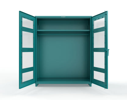 Extra Heavy Duty 14 GA Clear View Uniform Cabinet with Hanger Rod, 1 Shelf - 60 In. W x 24 In. D x 75 In. H - 56-LD-WR-241-L-5021