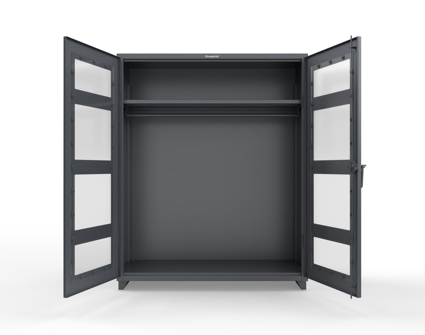 Extra Heavy Duty 14 GA Clear View Uniform Cabinet with Hanger Rod, 1 Shelf - 60 In. W x 24 In. D x 75 In. H - 56-LD-WR-241-L-7024