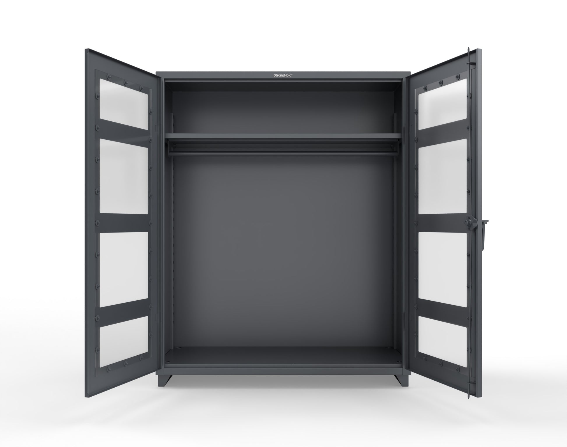 Extra Heavy Duty 14 GA Clear View Uniform Cabinet with Hanger Rod, 1 Shelf - 60 In. W x 24 In. D x 75 In. H - 56-LD-WR-241-L-7024